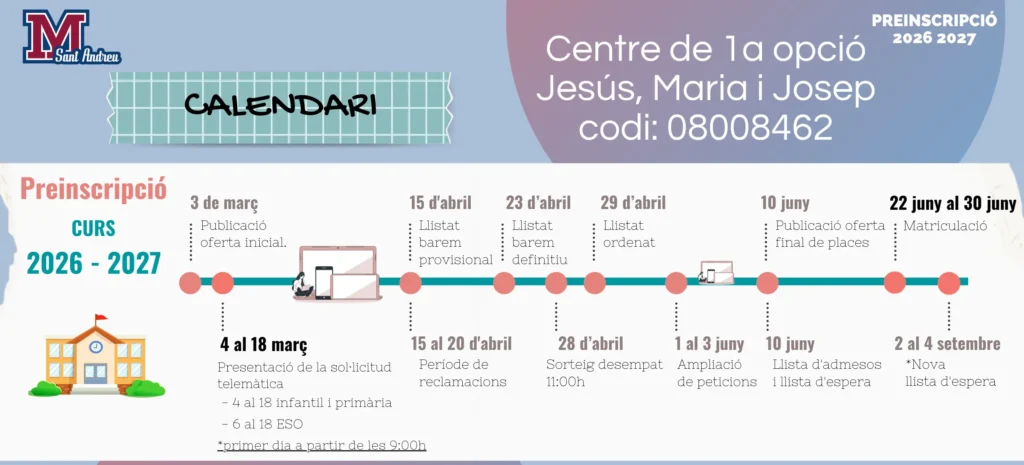Calendari preinscripció 26-27